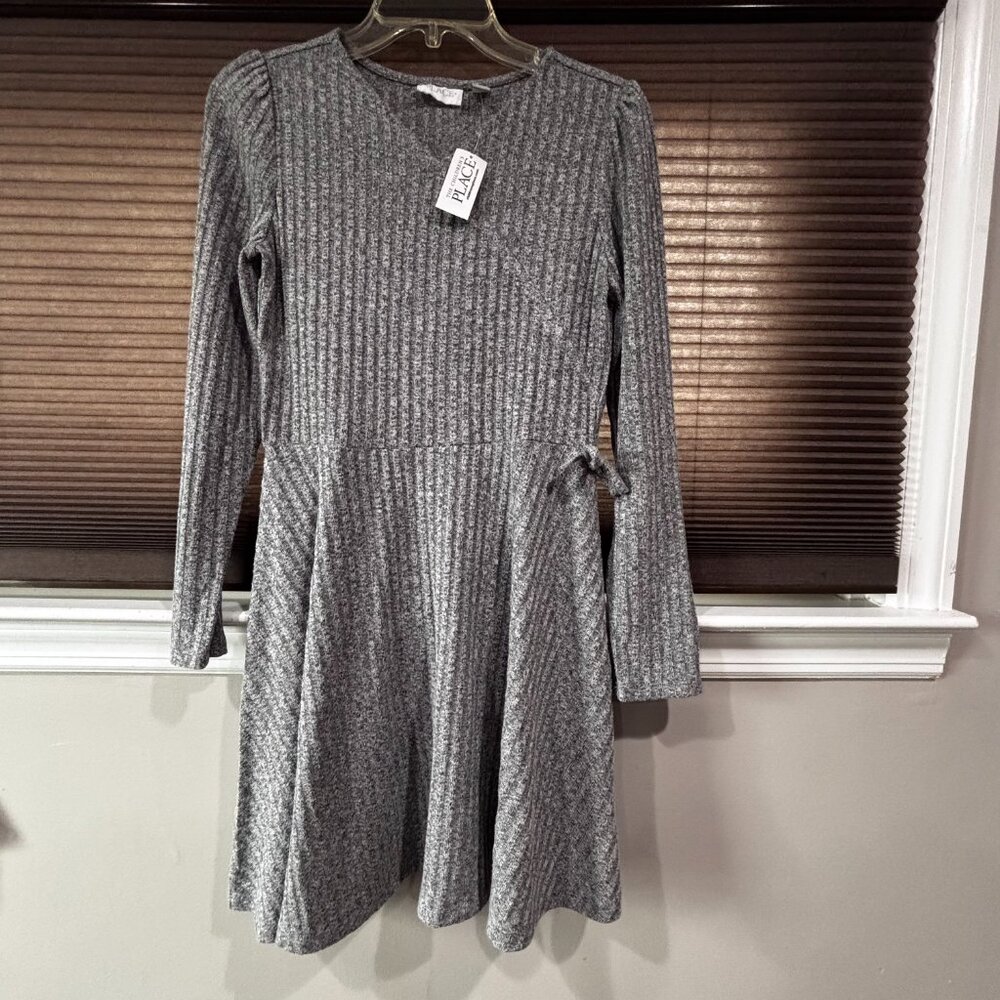 Children's Place Girls ribbed gray sweater dress SZ: XXL (16)